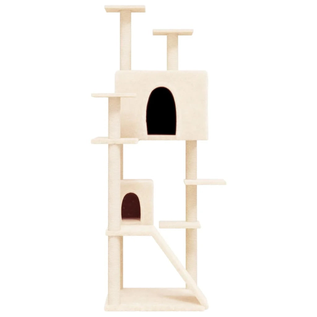 Tiragraffi per gatti torre per arrampicata giocattolo piattaforma per arrampicata con tiragraffi in sisal 153 cm crema 02_0022483