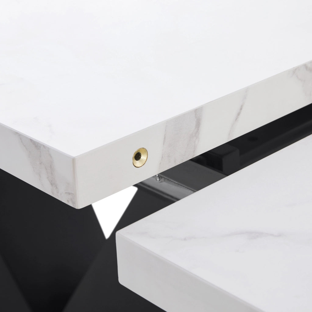 Tavolo da pranzo allungabile 99-159x75 cm MDF bianco e nero salvaspazio