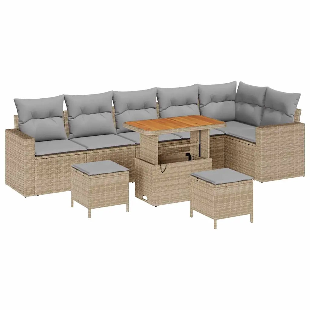 Set Divano da Giardino 9 pcs Beige polyrattan 3361637