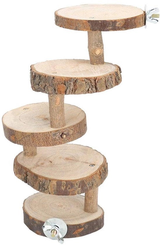 Scala per Hamster 5 Livelli in Legno - Giocattolo per Animali da Compagnia - Scalinata per Gatti - Accessori per Piccoli Animali - 26 x 8 cm - Attività e Salute - Giocattolo per Roditori