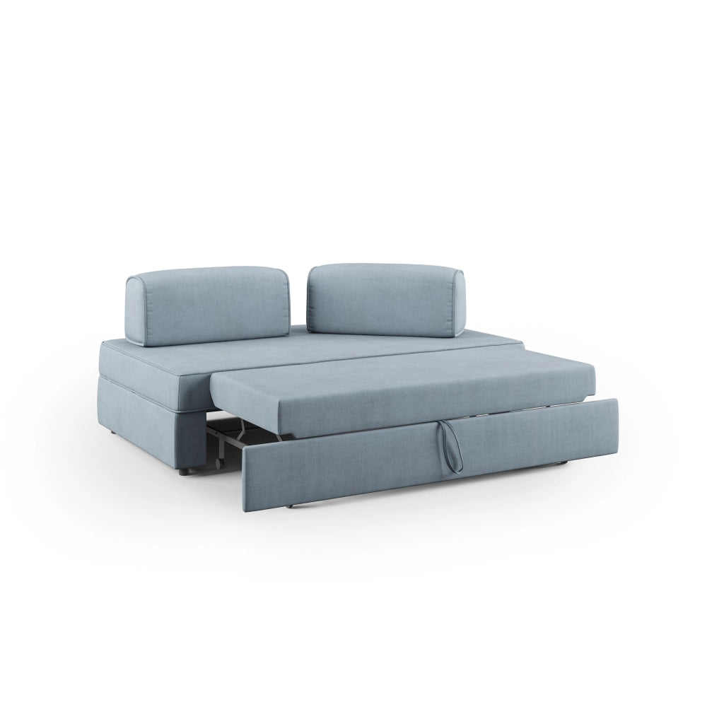 Liberty Divano con pouf estraibile e schienali movibili in tessuto morbido impermeabile T02 160 cm carta da zucchero