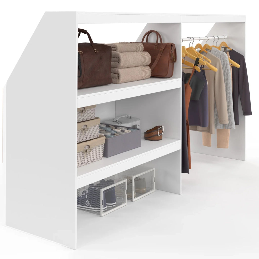 IDMarket - Set spogliatoio sottopiano con scaffale a 2 livelli e armadio estraibile TOMI 195 x 50 x 70/110 cm bianco