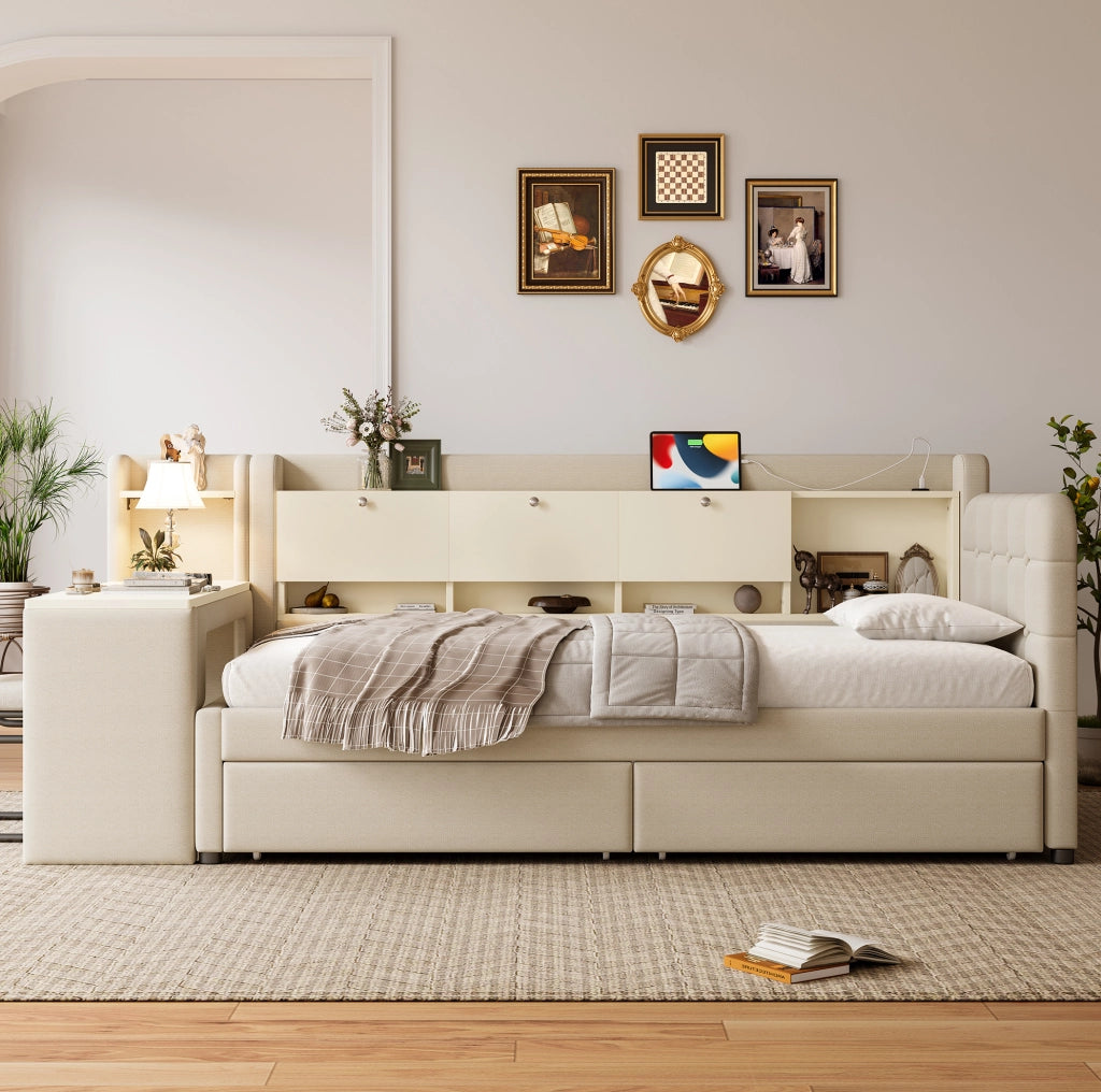 Letto 90x200 cm con scrivania; 2 cassetti e USB con Type-C