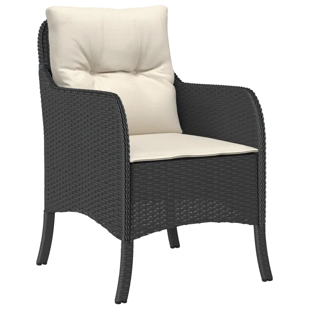 Set da Pranzo da Giardino 9 pz con Cuscini Nero in Polyrattan 3211919