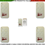 Radiocomando 4 Telecomandi Frequenza di Trasmissione 433,92 MHz 4 canali Potenza 1 mW Una Codifica di Sicurezza Univoca Securvera Led Segnalazione Funzione