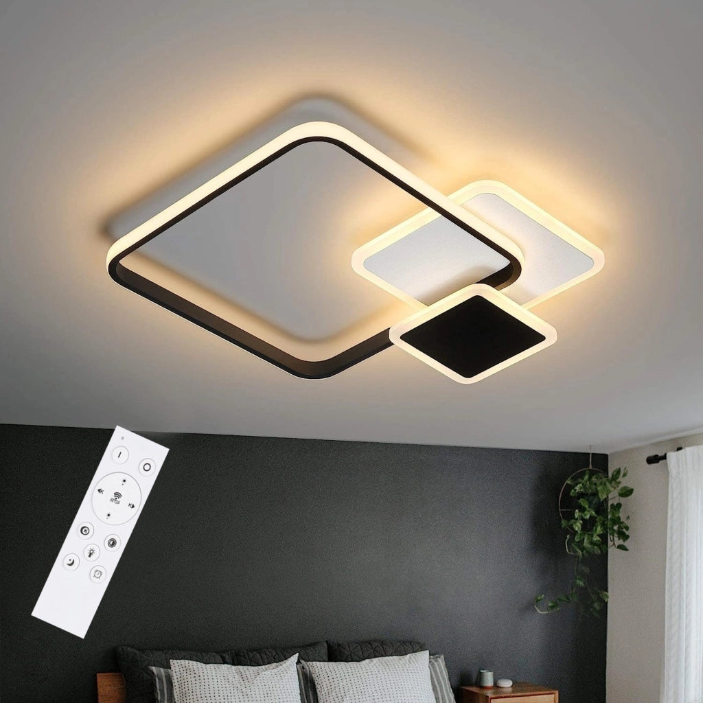 ZMH Lampada da soffitto LED moderna quadrata nera telecomando per ufficio corridoio
