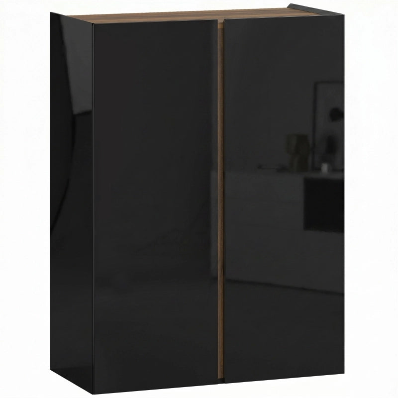 Scarpiera a 6 livelli nera lucida con chiusura soft-close e design senza maniglie