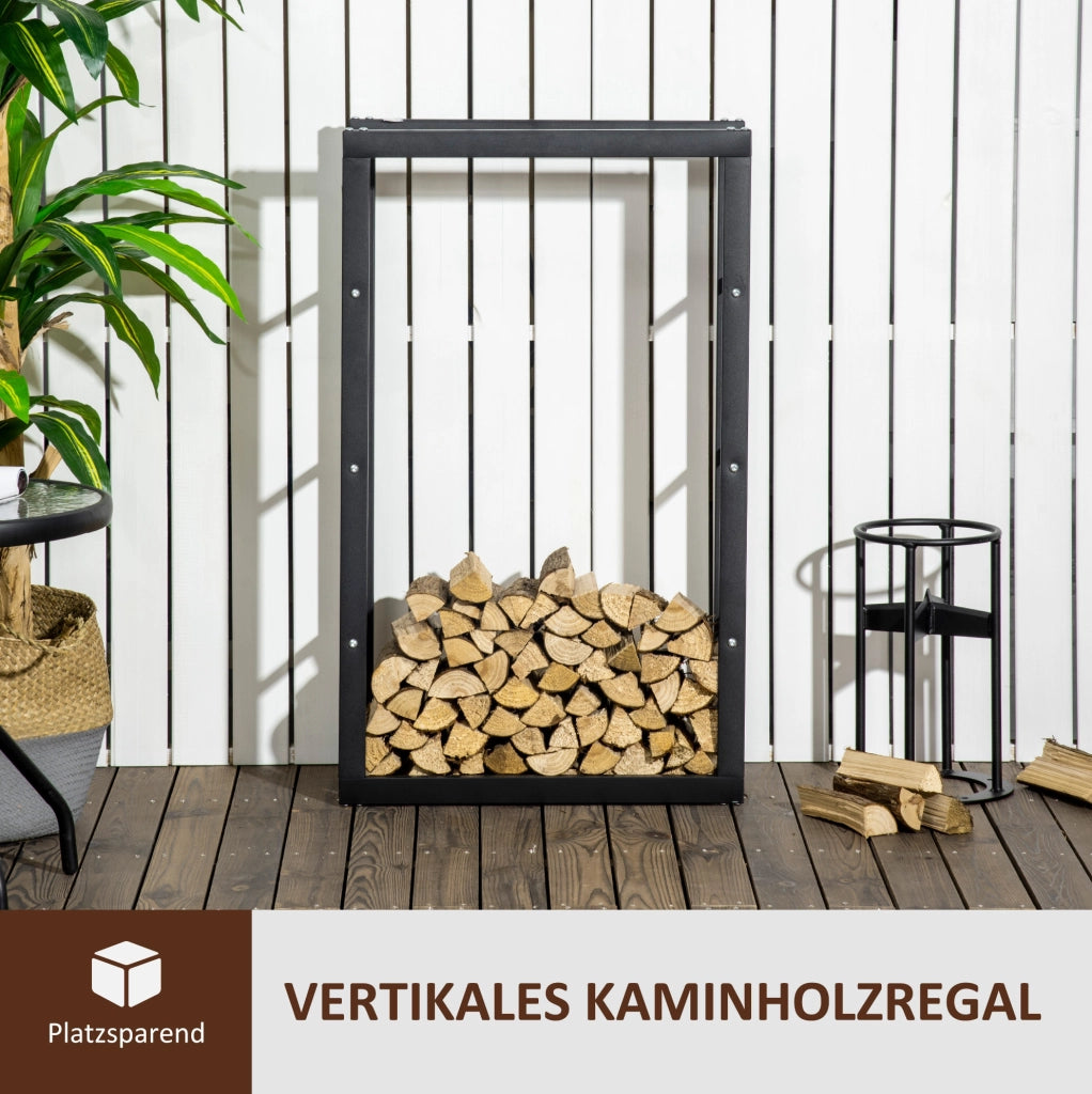 Portalegna in acciaio nero resistente fino a 97 kg, 60x25x100 cm