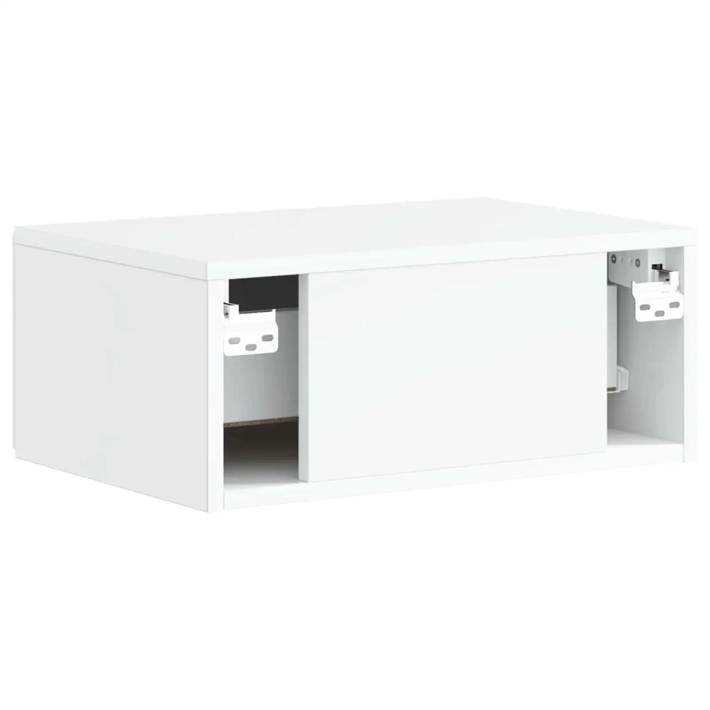 Set di 2 Comodini | Armadio da Notte | Mobiletto da notte a muro Bianco Lucido 49 x 34,5 x 20 cm