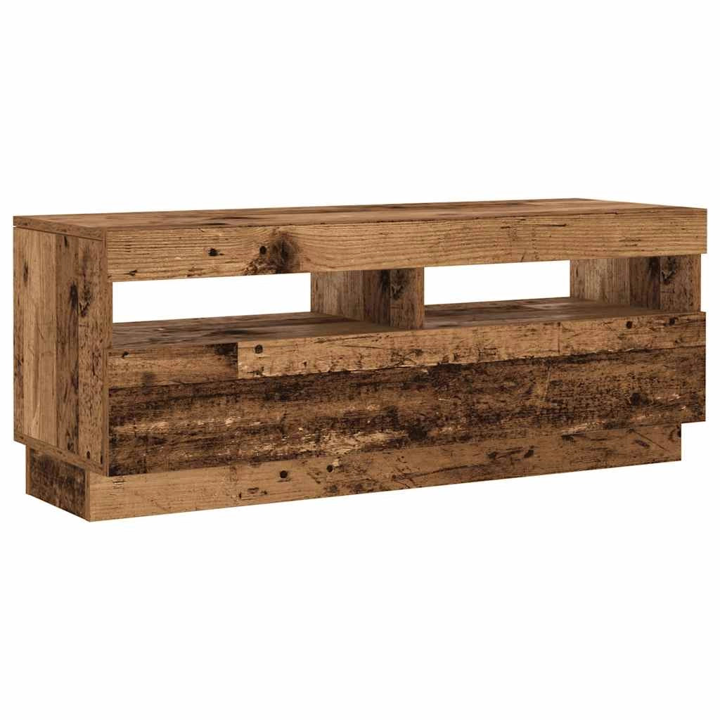 Mobile TV dal design moderno con luci a LED 200 x 35 x 40 cm vano contenitore atmosfera accogliente legno composito finitura effetto legno anticato 02_0055885