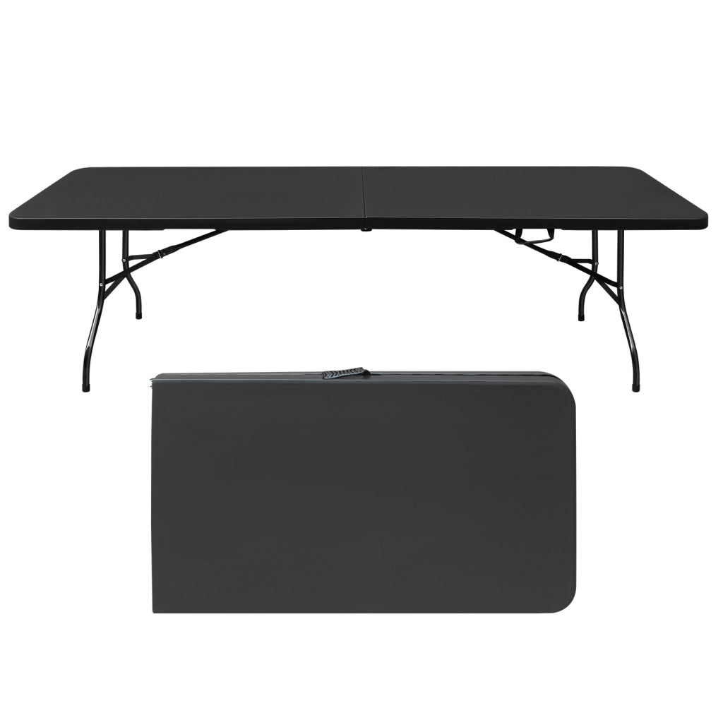 Tavolo pieghevole 244x76 cm nero in plastica e ferro - per 8-10 persone