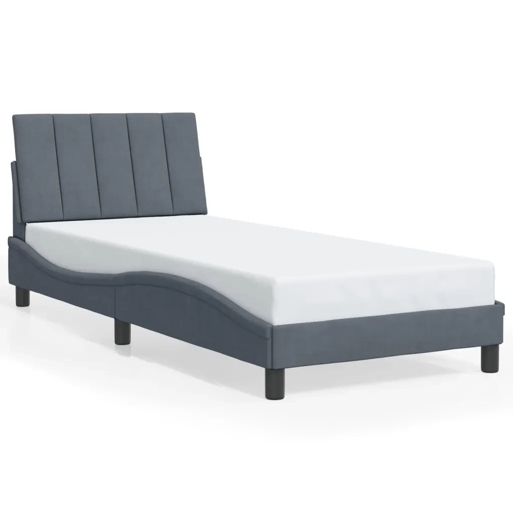 Giroletto con LED senza Materasso Hanko Grigio Scuro 90x190 cm in Velluto