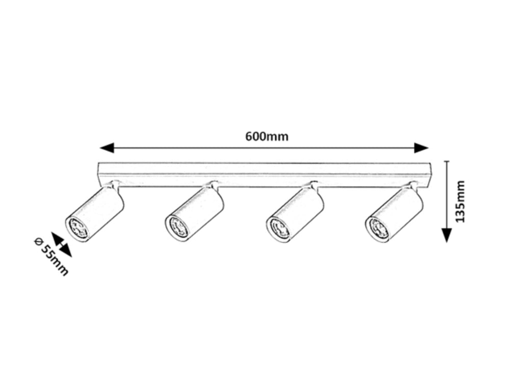 Barra faretti da soffitto bianca GU10 4x25W Solo 2083 Rabalux