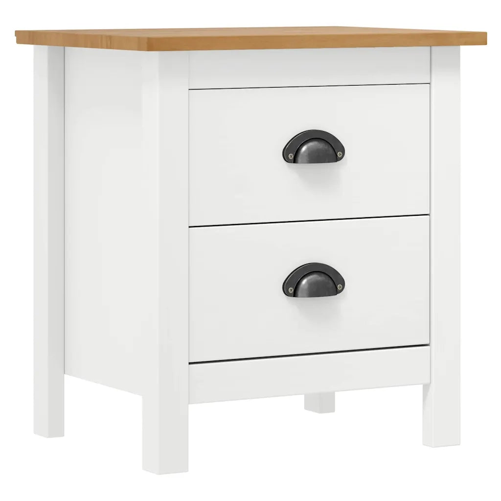 Comodini Hill Bianchi 2 pz 46x35x49,5 cm Legno Massello di Pino 288910