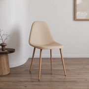 Set 4 sedie seduta in polipropilene beige e gambe effetto legno | Eva