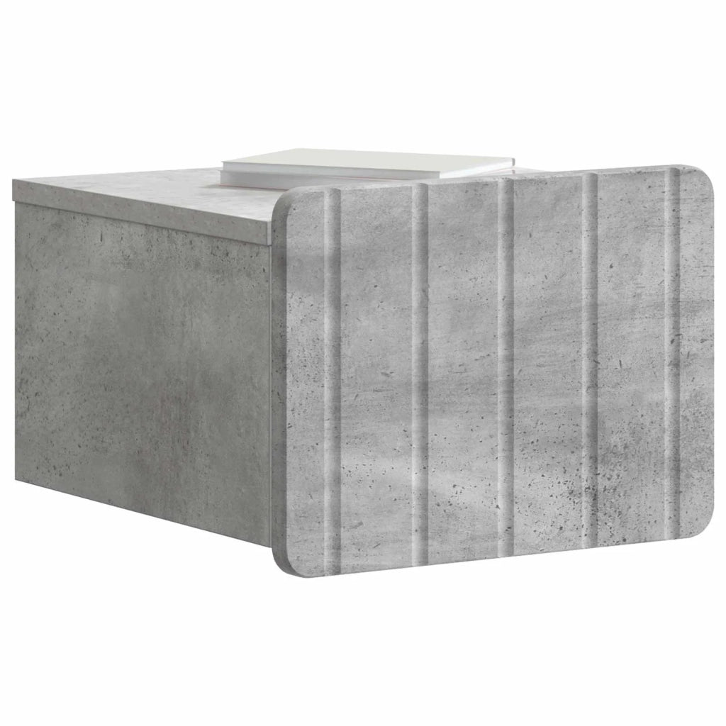 Set di 2 Comodini | Armadio da Notte | Mobiletto da notte a muro con cassetto Grigio Cemento