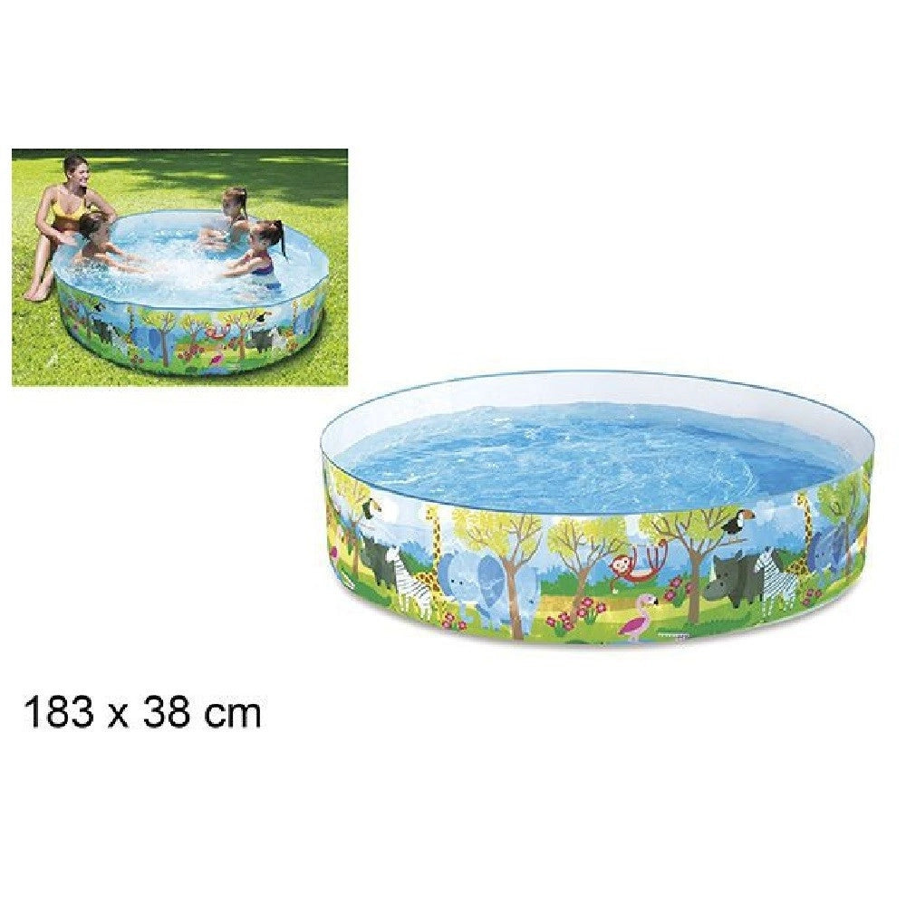 Piscina Rotonda Gonfiabile 183x38 Cm Decorazione Safari Bambini Giardino Estate         