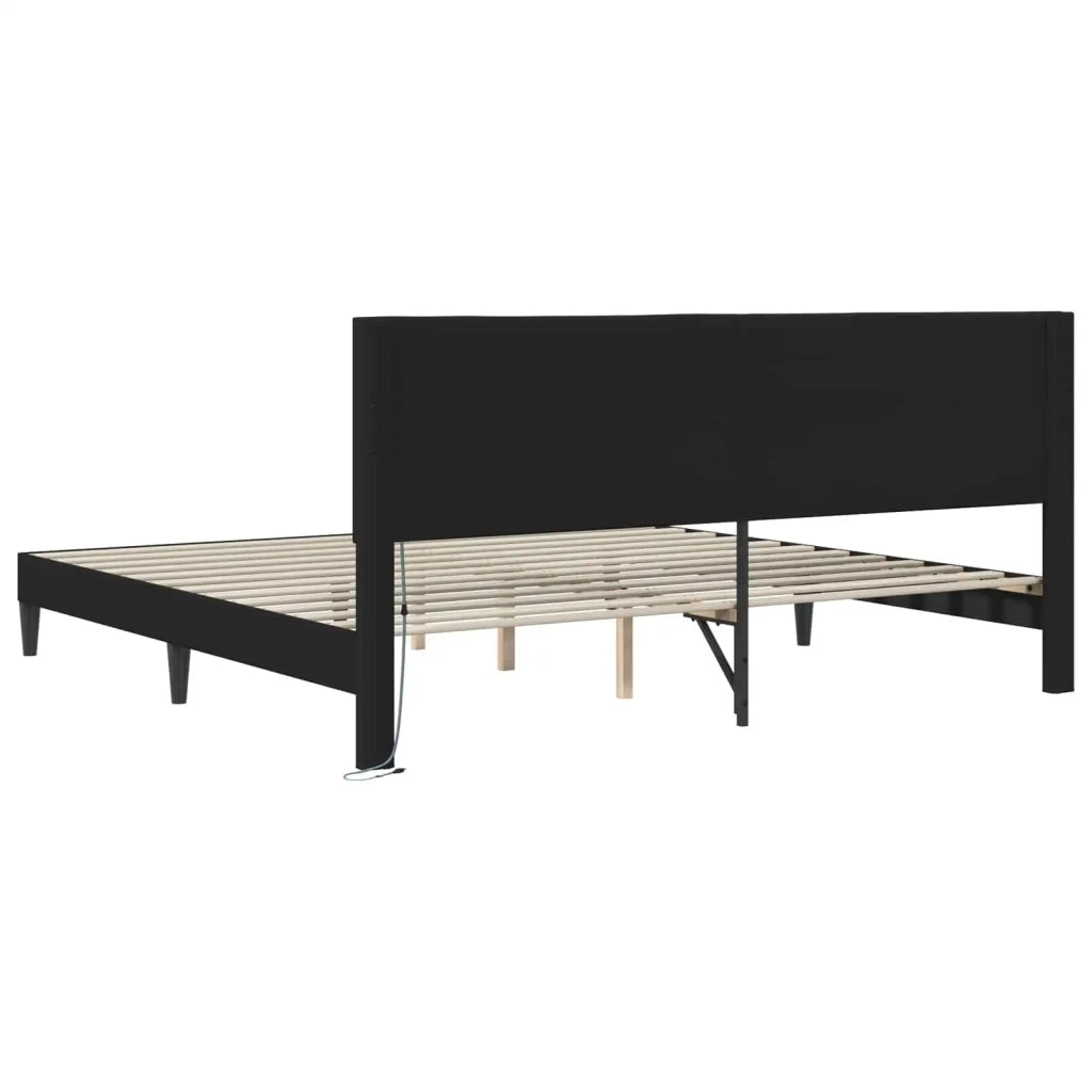 Struttura del letto con testiera-Giroletto Nero 180 x 200 cm Similpelle 282717