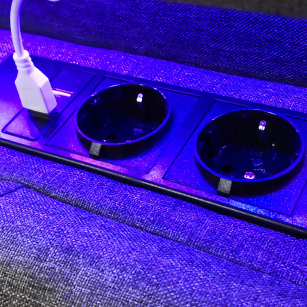 Letto imbottito 140x200 grigio - Xylo - con USB e LED