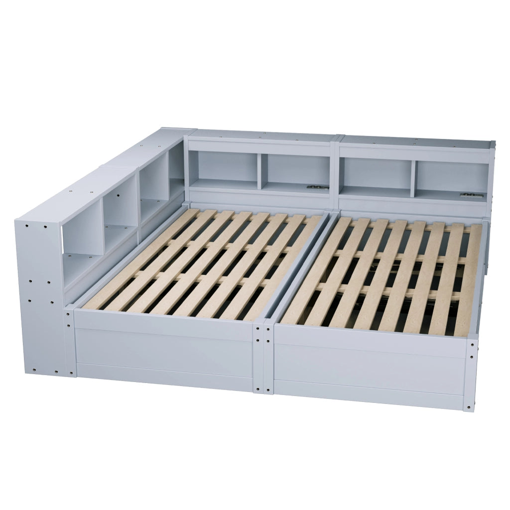 Divano Letto 90/180x200 cm Multifunzione in Legno MDF Grigio con Contenitore Idraulico e LED
