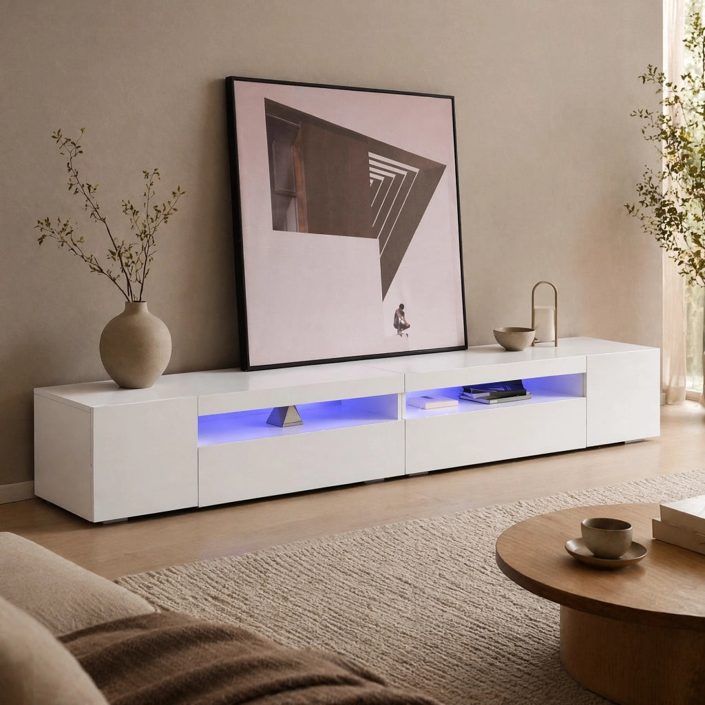 Mobile moderno con LED; pannello bianco in MDF; 240 cm