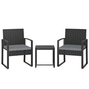 Set Salotto Giardino Polyrattan ¨C Xylo ¨C 2 Sedie con Cuscini + Tavolino Piano Vetro Grigio