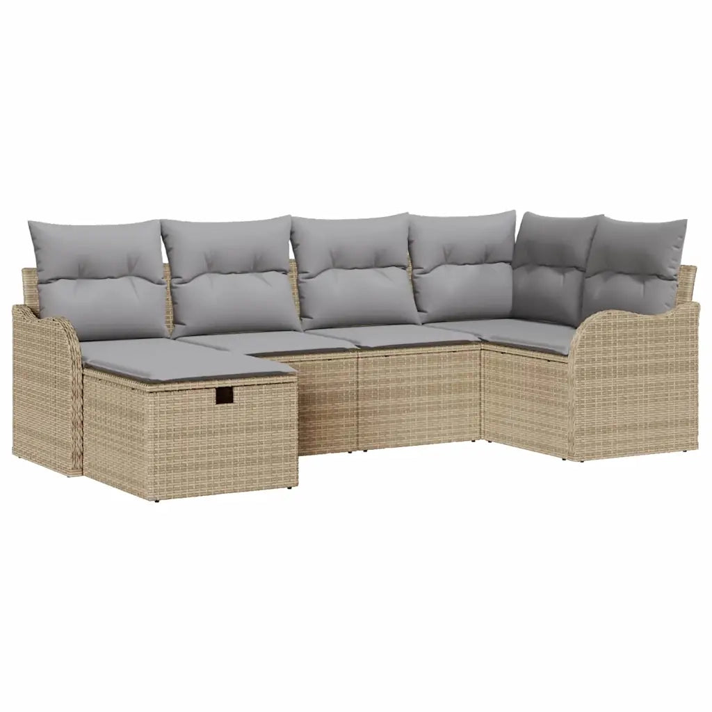 Set Divano da Giardino 6 pcs beige e grigio chiaro Poly Rattan