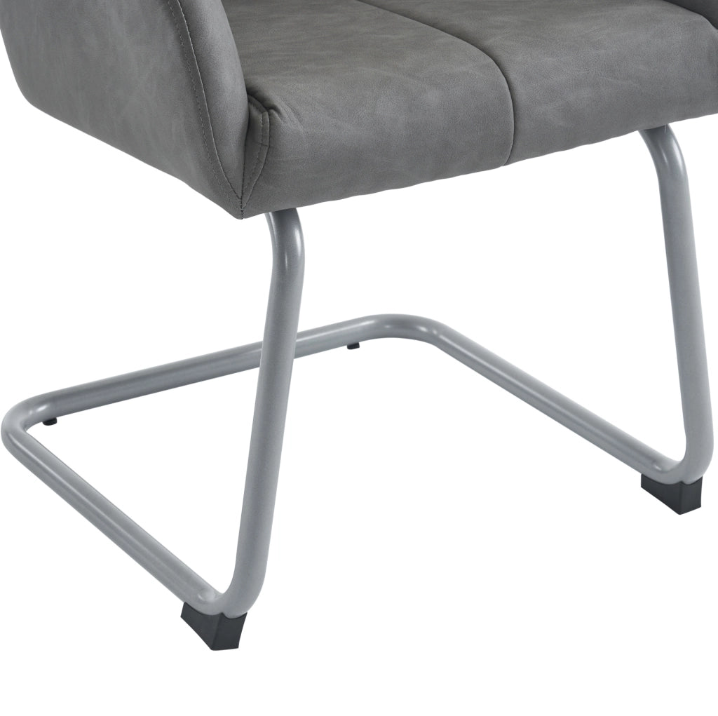 Set di 2 sedie da pranzo grigie con braccioli, rivestimento in microfibra e gambe in metallo