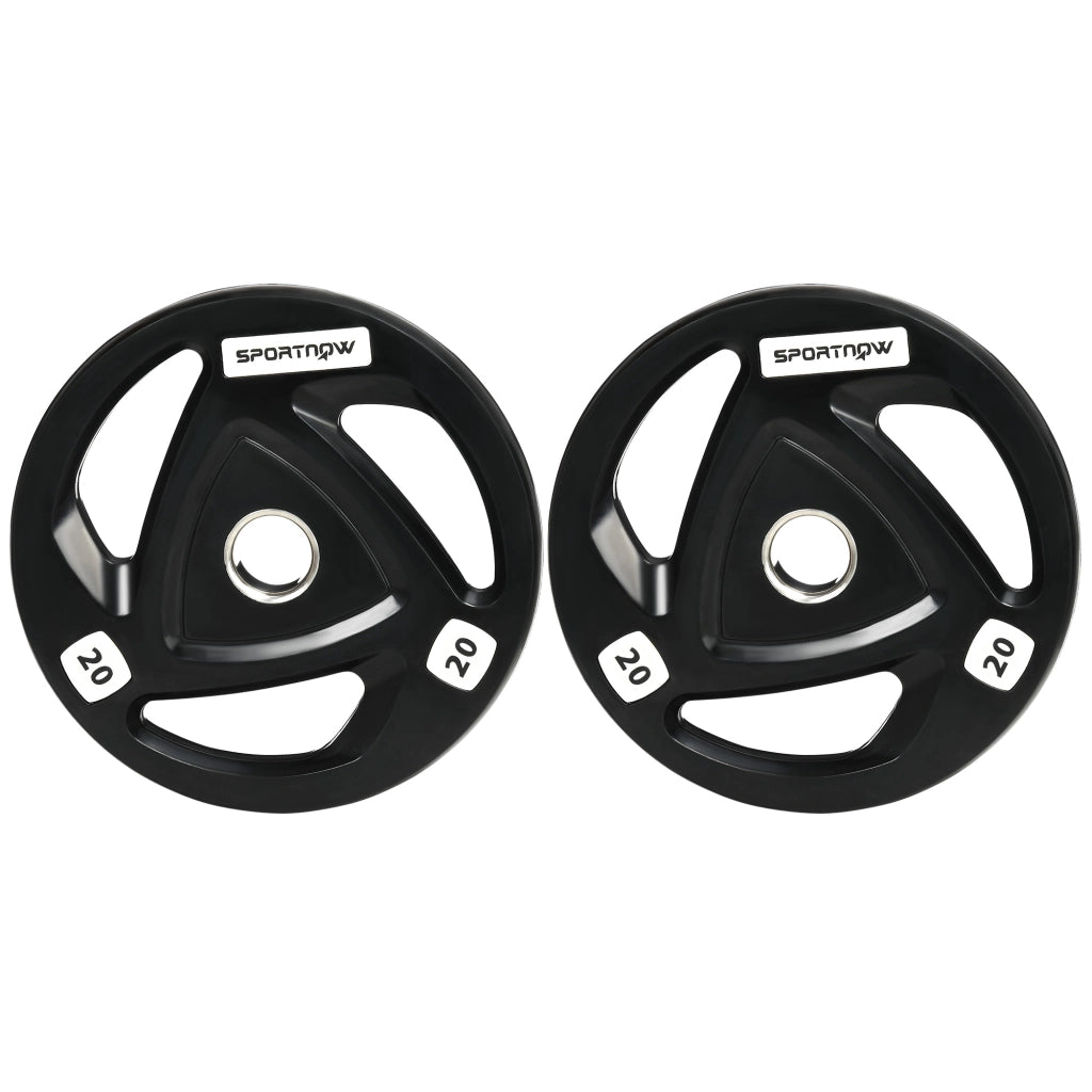 Set di 2 Dischi Pesi da 20kg in Acciaio con Rivestimento in Gomma per Bilanciere