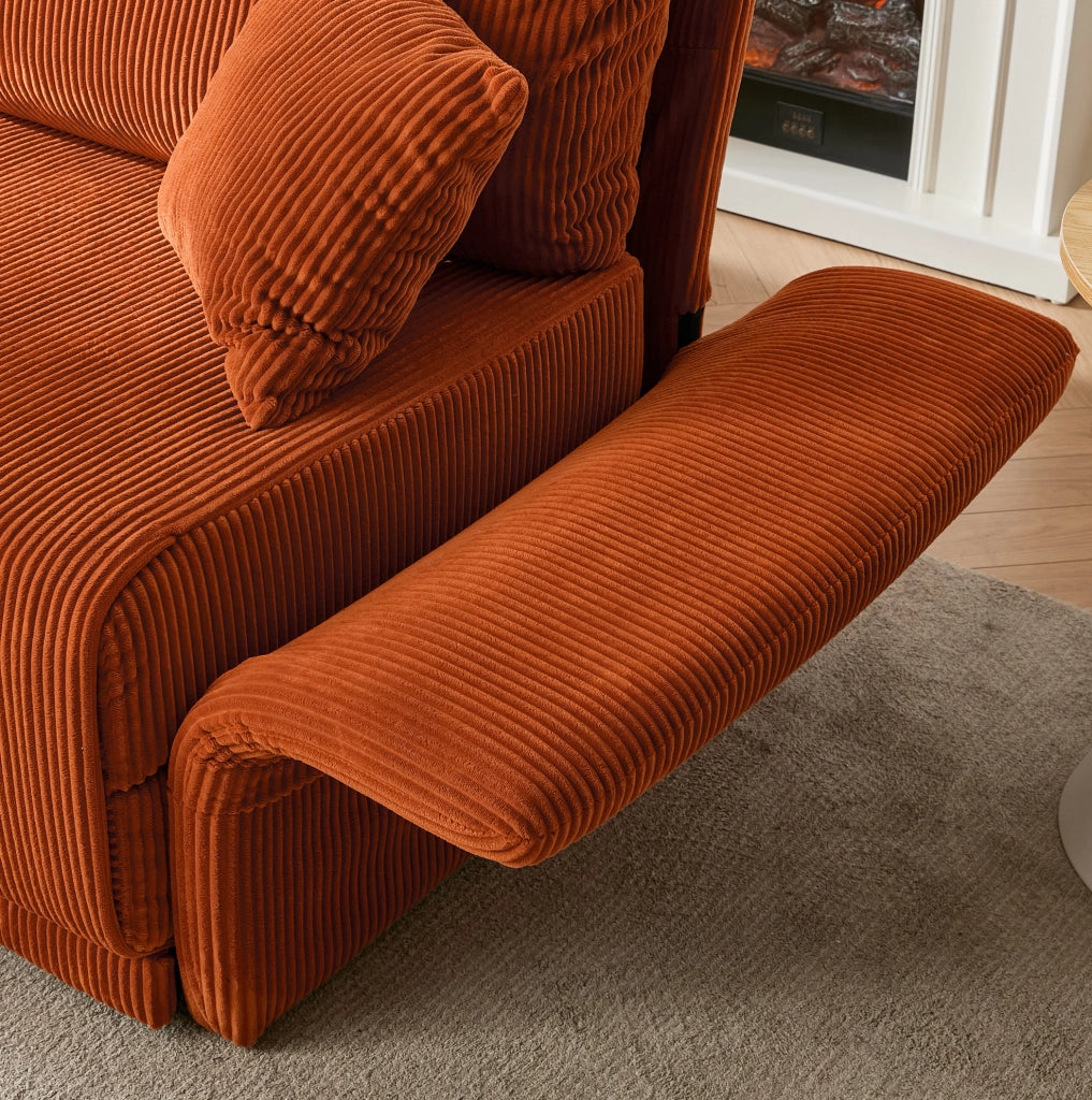 Divano letto trasformabile 182 cm in velluto a coste arancione HOMVRA