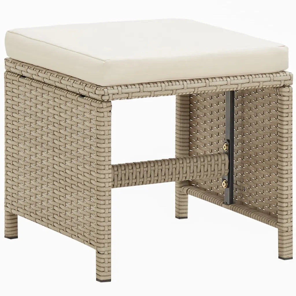Set da Pranzo da Giardino 9 pz con Cuscini in Polyrattan Beige 3095517