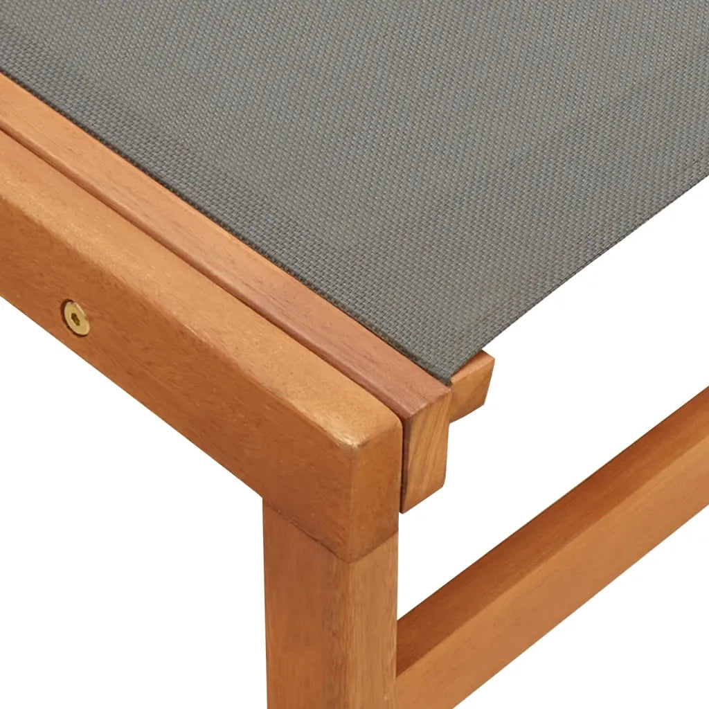 Sedia da Giardino con Pouf Grigia Eucalipto e Textilene 48698