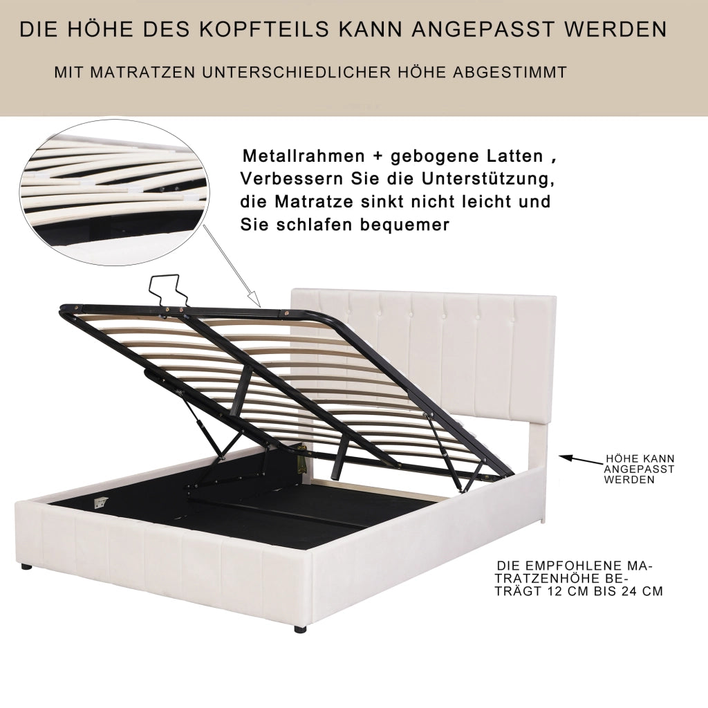 letto imbottito velluto crema 140 x 200 cm