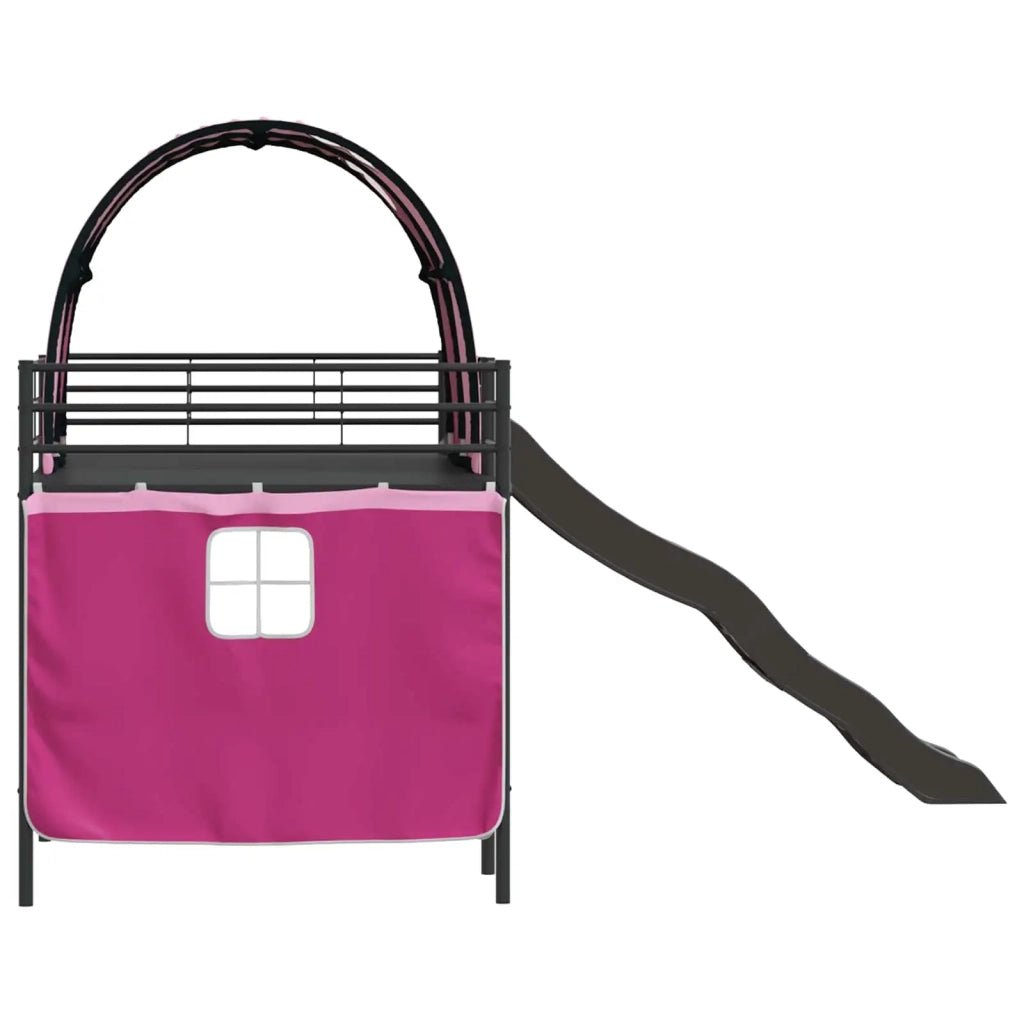 Struttura del letto loft per bambini Nero e rosa 107 x 200 cm 42020849