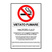 Cartello in alluminio Vietato fumare con norma