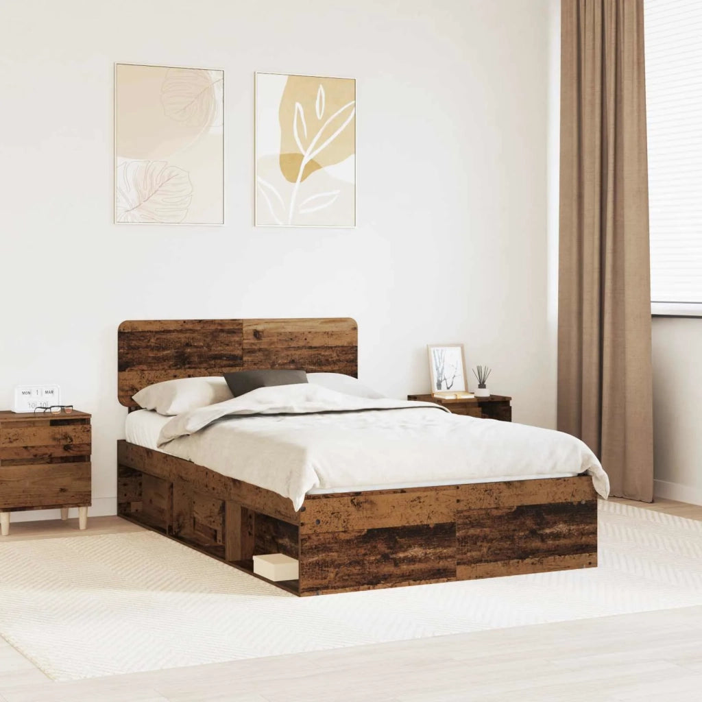 Struttura del letto-Giroletto Legno vecchio 135 x 190 cm Pino massello 707558