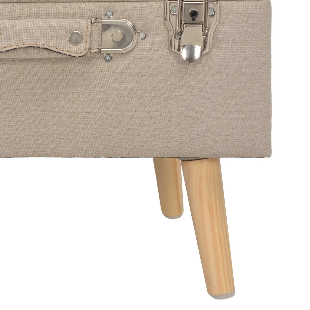 Sgabelli con Contenitore 3 pz in Tessuto Beige