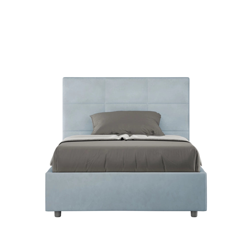 BS COM Letto una piazza e mezza contenitore imbottito 120x210 microfibra azzurro