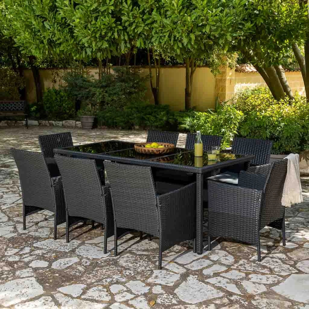 Set tavolo nero e 8 sedie