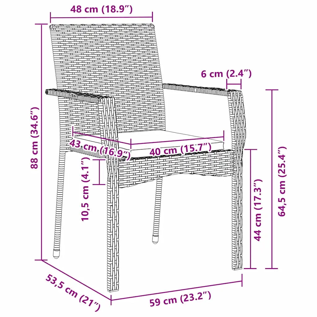 Set da Pranzo per Giardino con cuscino 9 pcs Grigio polyrattan 3380098