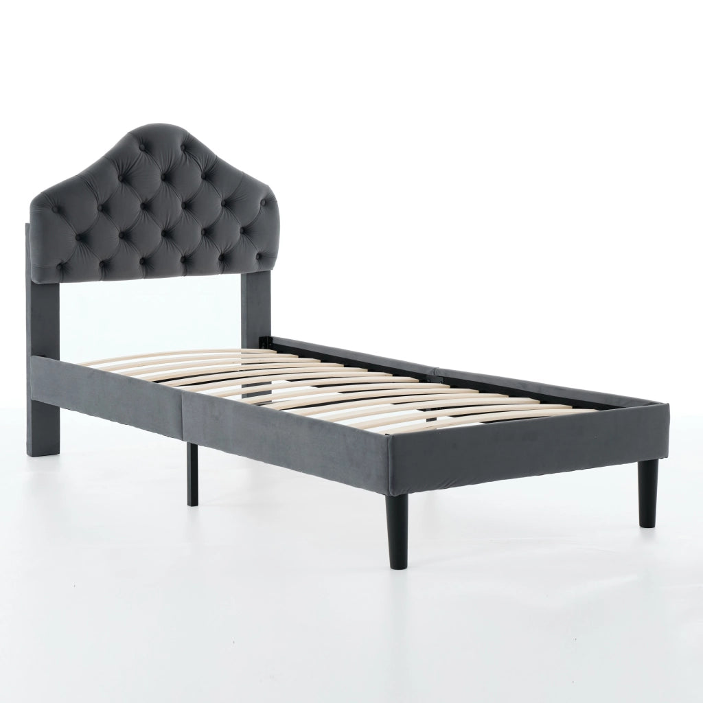letto imbottito in chenille grigio 90x200 cm