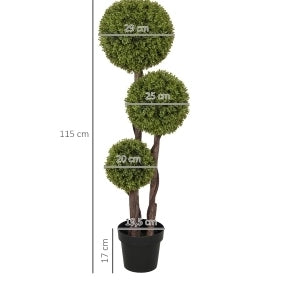 Pianta artificiale ULEVR di bosso 115 cm in plastica verde con vaso incluso, per interni ed esterni