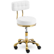 Sgabello con ruote e schienale 150 kg alluminio PVC compensato schiuma sintetica bianco 14_0010104