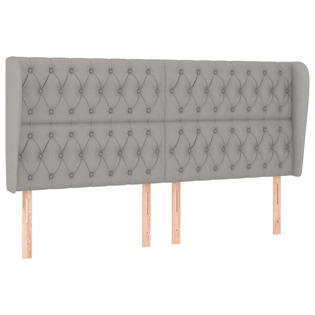 Testiera | Testata ad Orecchio Grigio Chiaro 203x23x118/128 cm in Tessuto