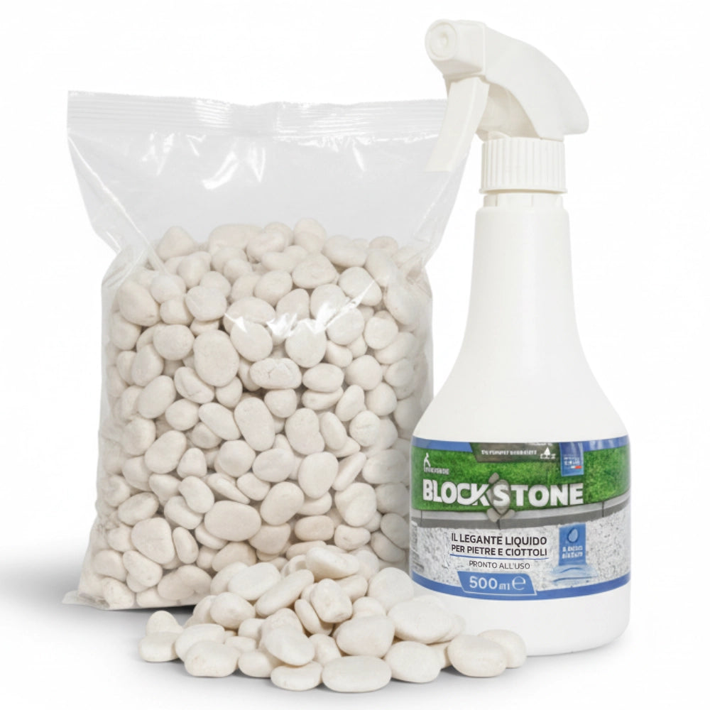 Kit stabilizzazione ciottoli sacco da 5 kg con legante confezione 0,5 l *** misura 15/25, confezione 1