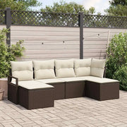 Set di divani con cuscino 6 pcs Marrone e Crema polyrattan