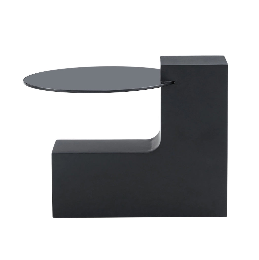 Set di 2 tavolini rotondi 61 e 44 cm in MDF e vetro bianco e nero