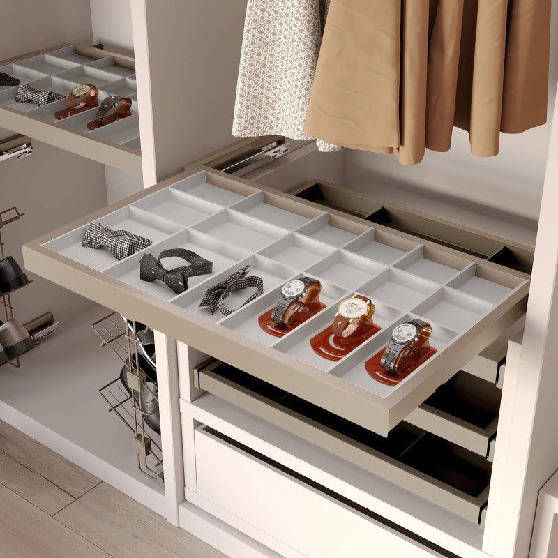 Kit di cassetto organizzatore e telaio a scorrimento con chiusura ammortizzata per armadio, regolabili, modulo 900 mm,..