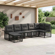 Set di divani da esterno 7 pz Nero e Grigio scuro Poliestere 3437737