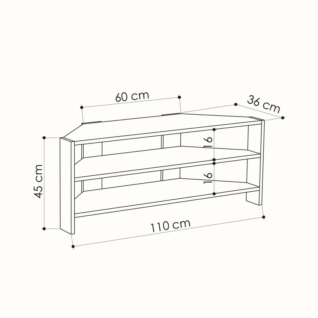 Porta TV in legno "ThalesCorner" - 110 x 36 x 45 cm - Bianco